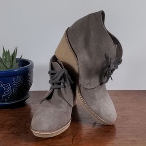 J. Crew grey suede wedge booties